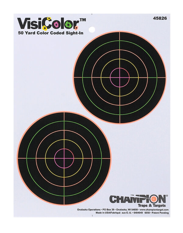 Champion VisiColor 5-Inch Double Bullseye Targets 8.5×11 10 Pack