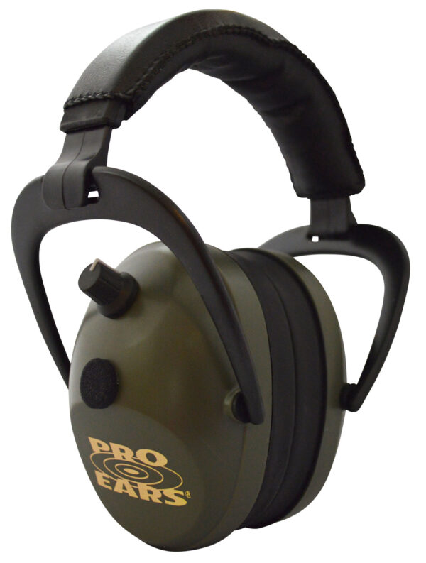 Pro Ears Gold II 26 Electronic Muff – 26 dB NRR, Black/Green
