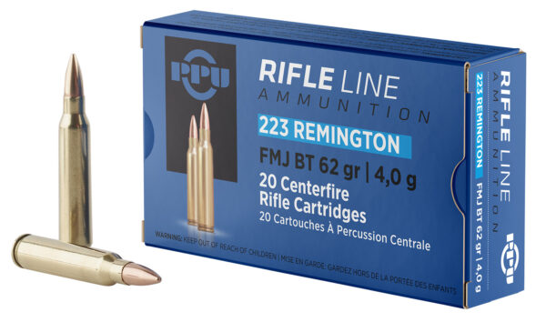 PPU PP223F2 .223 Rem 62gr FMJBT 20/Box