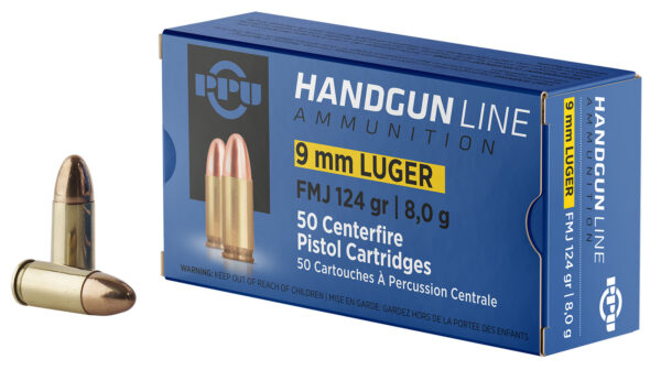 PPU PPH9F2 9mm Luger 124gr FMJ, 50rd