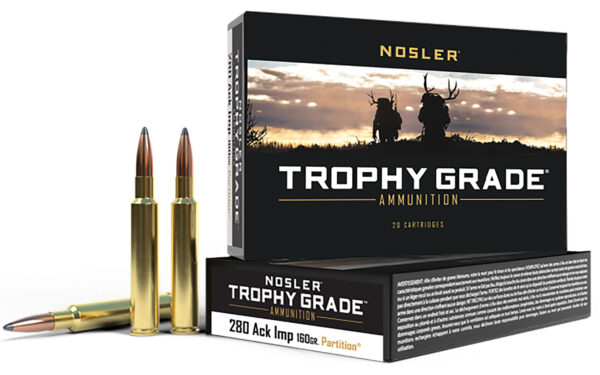 59564 Nosler Trophy Grade 280 Ackley Improved 160gr Partition 20rd