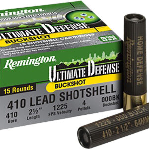 Remington Ammunition 20697 Ultimate Defense Buckshot 410Gauge 2.50″ 000Buck Shot 15 Per Box/10 Case