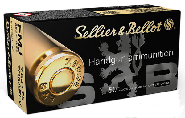 Pistol and revolver cartridges Sellier & Bellot 7.62×25 Tokarev 85gr FMJ 50rd