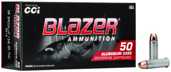 62099 CCI 3519 Blazer Handgun 38Special +P 158gr Total Metal Jacket 50 Per Box/20 Case