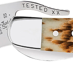 Case Russlock Amber Bone Peach Seed Jigged Folding Knife