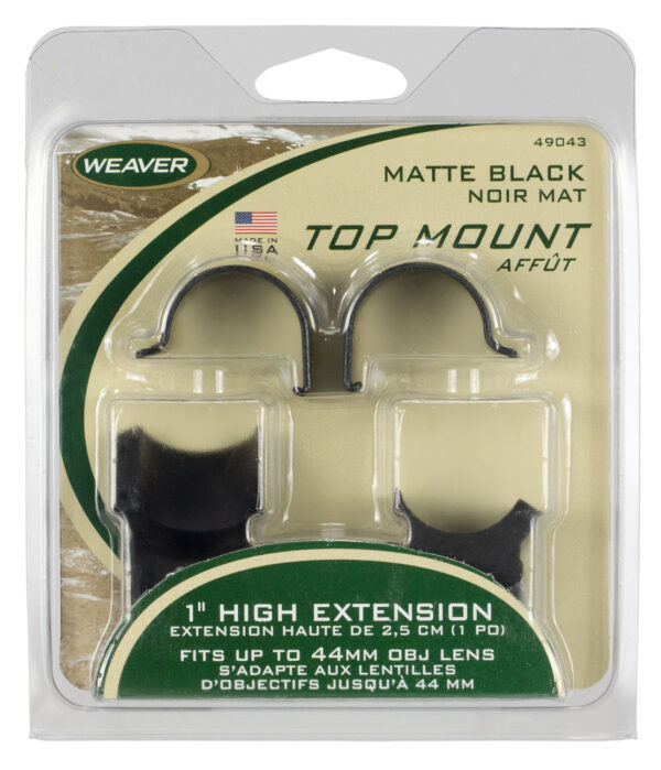 Weaver Detachable Extension Top Mount Rings 1″ High Matte