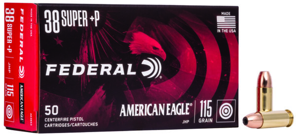 63673 Federal American Eagle .38 Super +P 115 gr JHP 50rd
