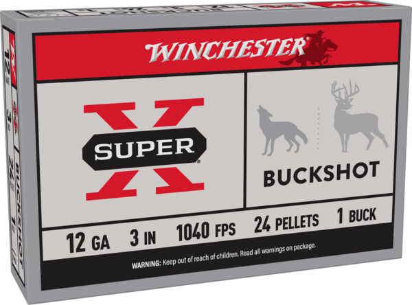 Winchester Ammo XB1231 Super X  12Gauge 3″ 1Buck Shot 5 Per Box/50 Case