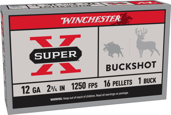 65081 Winchester Super-X 12GA 2.75″ #1 Buckshot 5rd Box