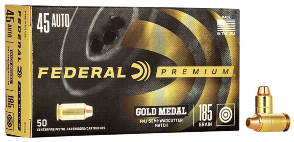 67126 Federal Gold Medal 45 185gr FMJ-SWC .45 ACP