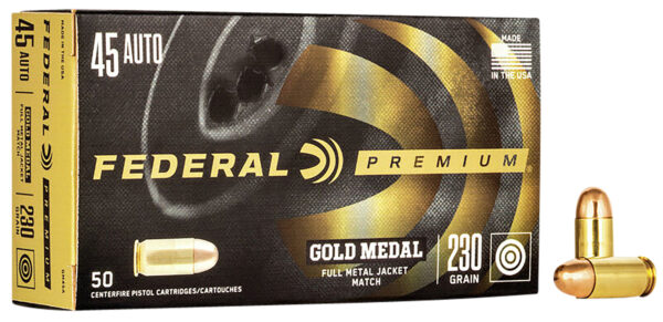 68276 Federal Gold Medal 45 ACP 230 gr FMJ Match — 50rd Box