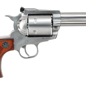 Ruger 0814 Super Blackhawk  Large Frame 44 Rem Mag/44 Special 6rd 4.63″ Satin Stainless Steel Barrel, Cylinder & Frame, Hardwood Grip, Transfer Bar Safety, Exposed Hammer