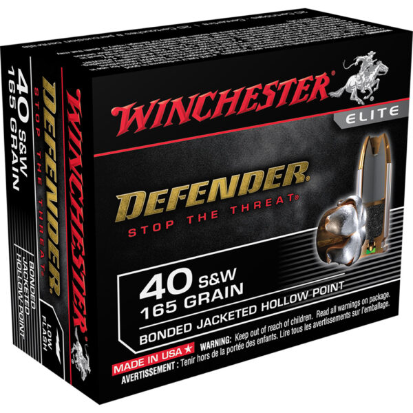 702243_1 Winchester Defender Pistol Ammo 40 S&W 165 gr. Bonded Jacket HP 20 rd.