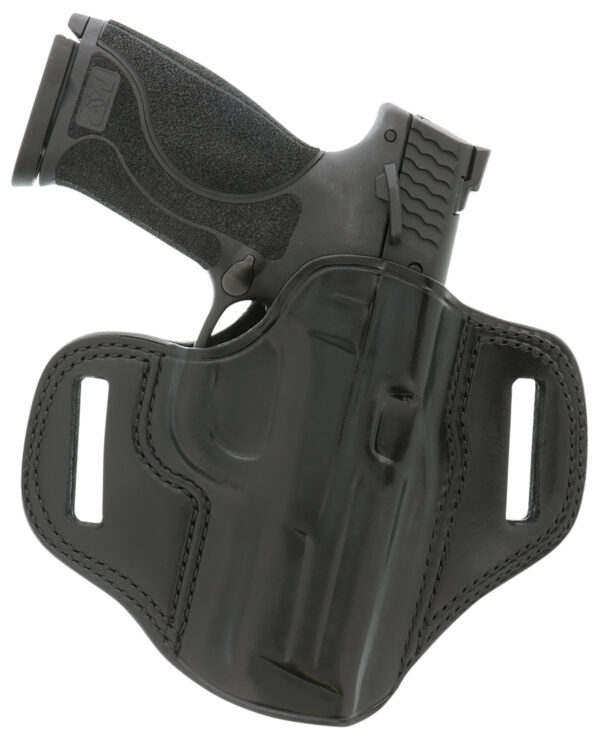 Galco CM224B Combat Master  OWB Black Leather Belt Slide Compatible w/Ruger Security-9/Glock 17/Glock 22 Gen2-5 Belt 1.75″ Wide Right Hand