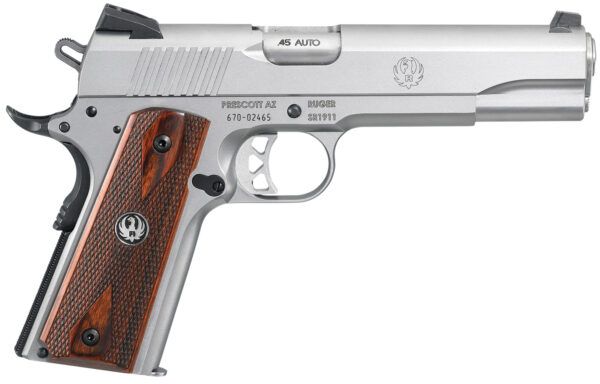 Ruger SR1911 .45 ACP 5″ Stainless Hardwood Novak