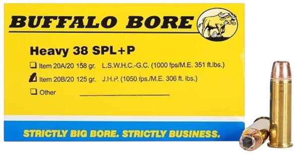 Buffalo Bore 20B20 .38 Special +P 125gr JHP 20/Box