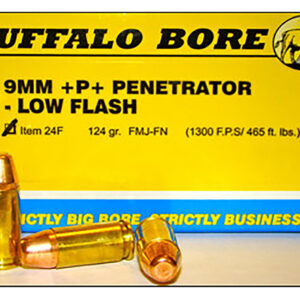 Buffalo Bore 24F20 Penetrator 9mm Luger +P+ 124 gr FMJ – 20/box