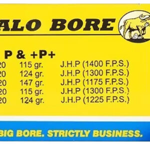 Buffalo Bore 24B20 9mm Luger +P+ 124 gr JHP 20rd Box
