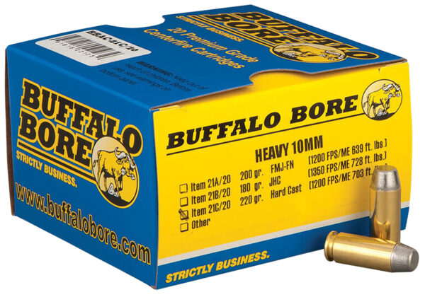 80761 Buffalo Bore Outdoorsman 10mm Auto 220gr Hard Cast FN – 20/Box