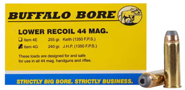 82121 Buffalo Bore 4G20 Low Recoil .44 Magnum 240 gr JHP – 20rd