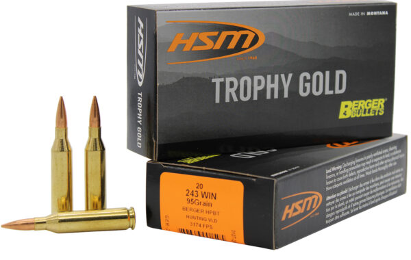 HSM Trophy Gold 243 Win 95gr Berger VLD – 20rd Box