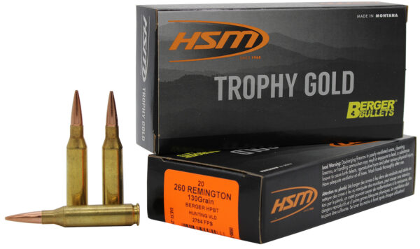 HSM Trophy Gold 260 Rem 130 gr Berger VLD – 20/Box