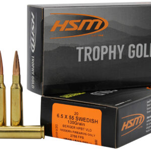 HSM Trophy Gold 6.5×55 130 gr Berger VLD — 20rd Box