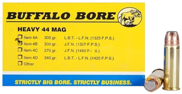 82220 Buffalo Bore 4B20 .44 Magnum 300 gr SJFP – 20/Box