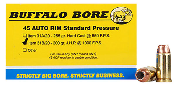 Buffalo Bore 31B20 45 Auto Rim 200gr JHP — 20/Box