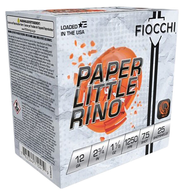 82426 Fiocchi Paper White Rhino 12ga 2.75in 1 1/8oz #7.5 25rd