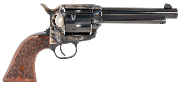 Taylors & Company 555129 Gambler  357 Mag Caliber with 5.50″ Blued Finish Barrel, 6rd Capacity Blued Finish Cylinder, Color Case Hardened Finish Steel Frame & Checkered Walnut Grip