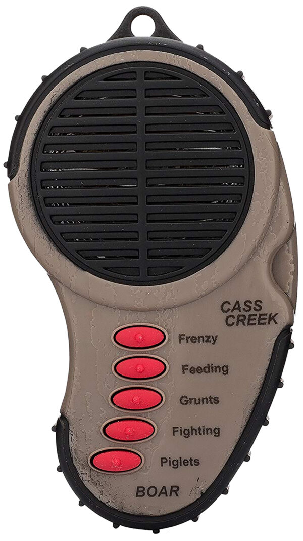 83093 Cass Creek CC034 Ergo Electronic Boar Call, 5 Authentic Sounds, Brown Plastic, Includes Belt Clip & External Speaker Input Jack