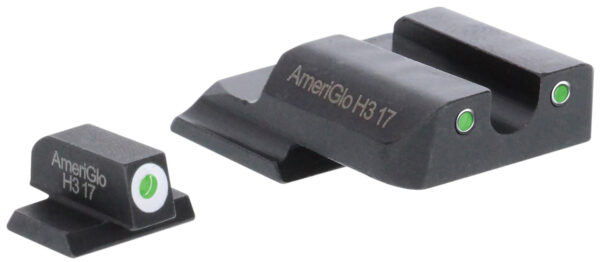 85474 AmeriGlo SW145 Classic Tritium Set for Smith & Wesson M&P Shield Green Tritium White Outline Front Sight-Green Tritium White Outline Rear Sight