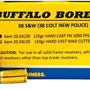 Buffalo Bore .38 S&W 125gr Hard Cast Flat Nose 20/Box