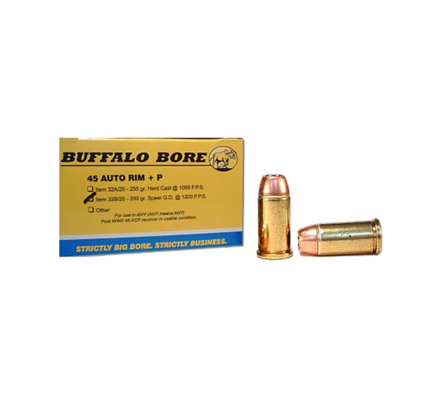 86277 Buffalo Bore 45 Auto Rim +P 200 gr JHP 20 per Box