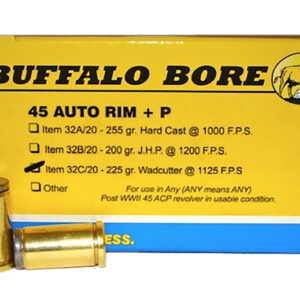 Buffalo Bore 45 Auto Rim +P 225gr Wadcutter, 20/Box