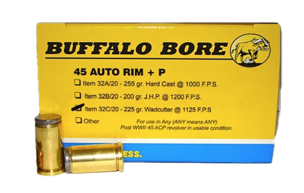 Buffalo Bore 45 Auto Rim +P 225gr Wadcutter, 20/Box