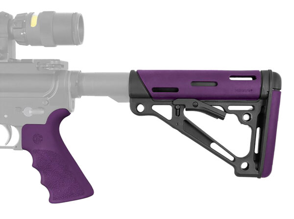 95292 Hogue 15655 OverMolded 2-Piece Kit Purple OverMolded Rubber Black Synthetic Collapsible for AR-15, M16, M4