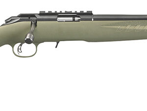 Ruger 8334 American Rimfire Sports South Exclusive Full Size 22 LR 10+1 18″ Satin Blued Threaded Barrel & Alloy Steel Receiver w/Scope Rail, Green Fixed Synthetic Stock, Right Hand