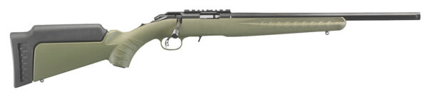 Ruger 8334 American Rimfire Sports South Exclusive Full Size 22 LR 10+1 18″ Satin Blued Threaded Barrel & Alloy Steel Receiver w/Scope Rail, Green Fixed Synthetic Stock, Right Hand