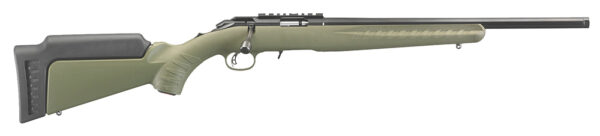 Ruger 8335 American Rimfire Sports South Exclusive Full Size 22 WMR 9+1 18″ Satin Blued Threaded Barrel & Alloy Steel Receiver w/Scope Rail, Green Fixed Synthetic Stock, Right Hand