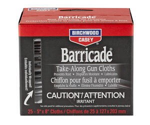 Birchwood Casey Barricade Take-Along Wipes, 25 Pack, 5 x 8 in
