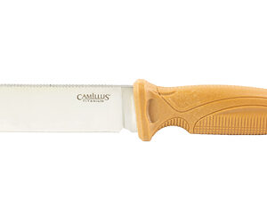 Camillus Swedge Fixed Blade Knife, Tan Handle, Sheath