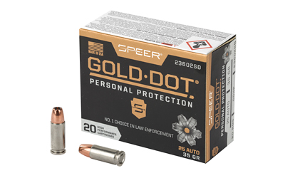 CCI23602GD_1 Speer Gold Dot 25 ACP 35 gr GDHP 20 rd Box