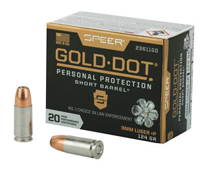 Speer Gold Dot Short Barrel 9mm +P 124 gr JHP 20rd