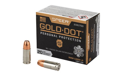 CCI23617GD_1 Speer Gold Dot 9mm Luger +P 124 gr GDHP 20 rd