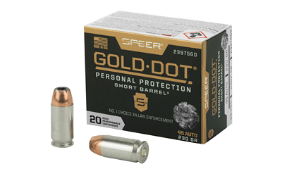 CCI23975GD_1 Speer Gold Dot Short Barrel 45 ACP 230 gr – 20 Rounds