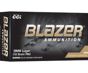 CCI Blazer Brass 9mm Luger 115gr FMJ 100ct