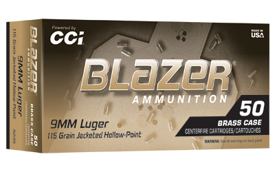 CCI Blazer Brass 9mm Luger 115gr JHP — 50 Rounds