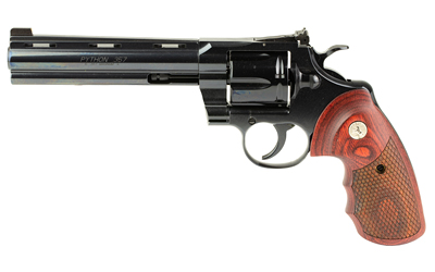 CTPYTHON-BP6WBB-TLS_1 Colt Python 6″ 357 Magnum 6rd Blued – Snake Scale Walnut